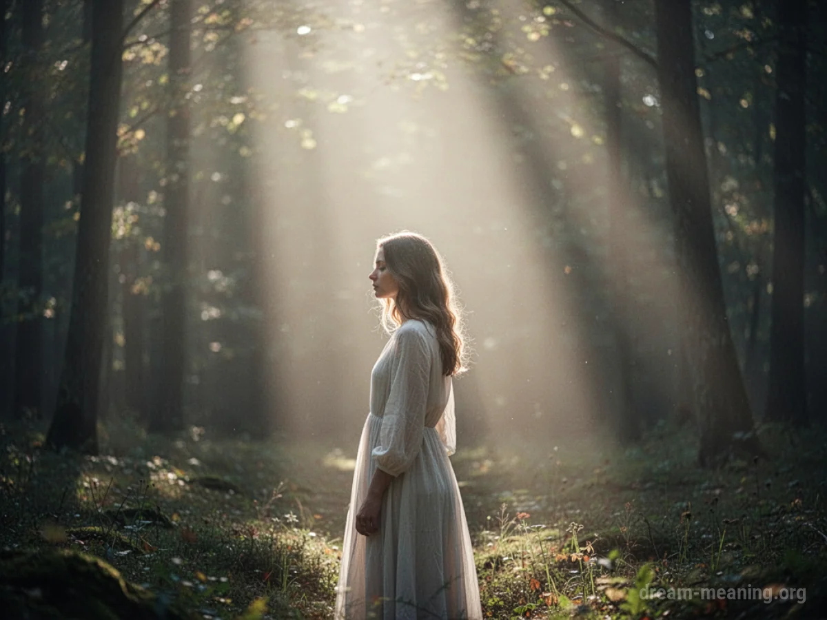 A faint, warm glow illuminates a person from above.