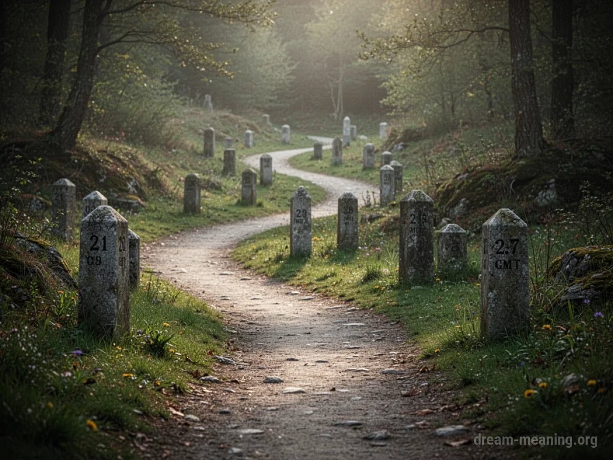 A winding path with markers that are changing position.