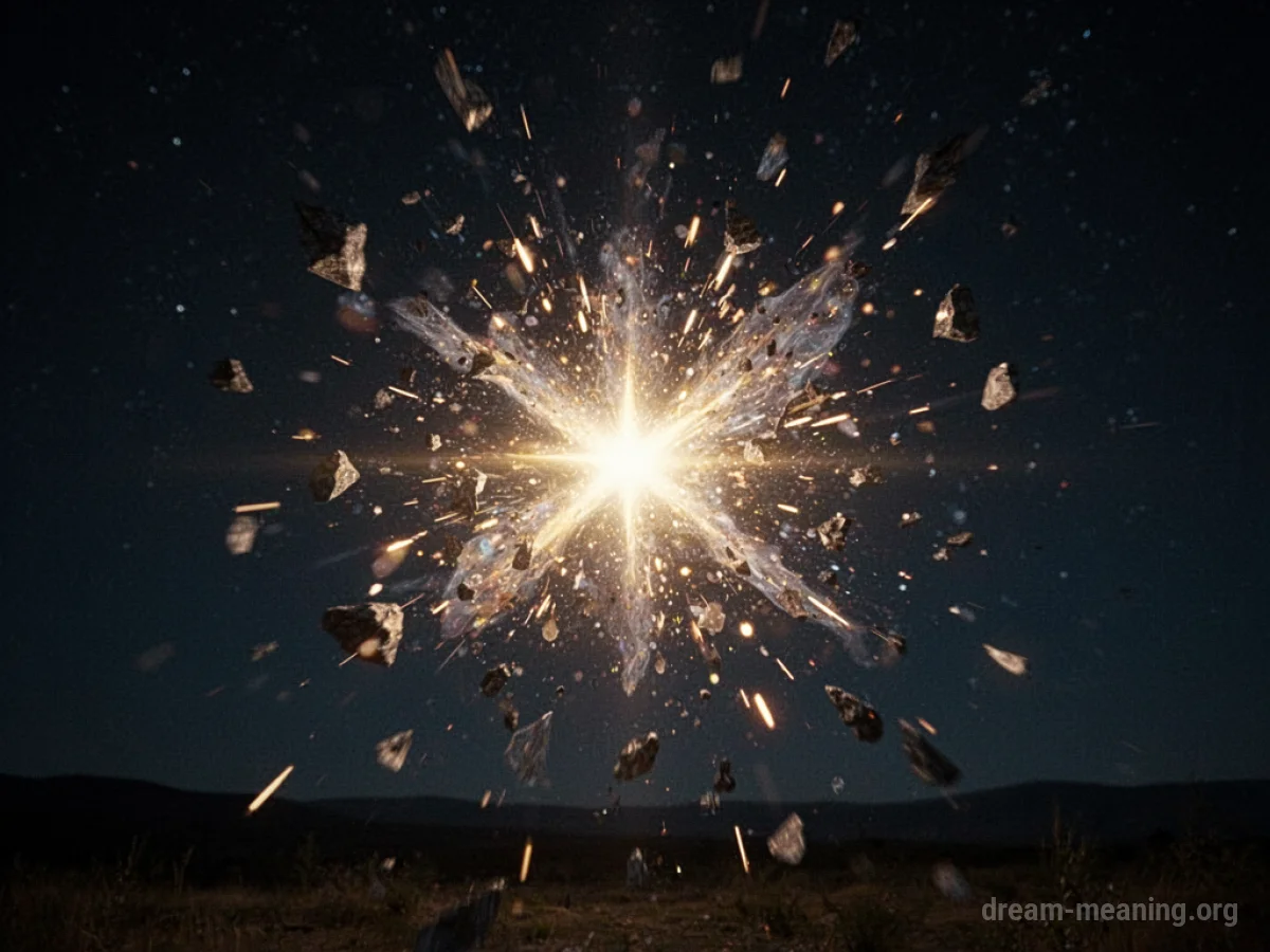 A bright star explodes in the night sky.