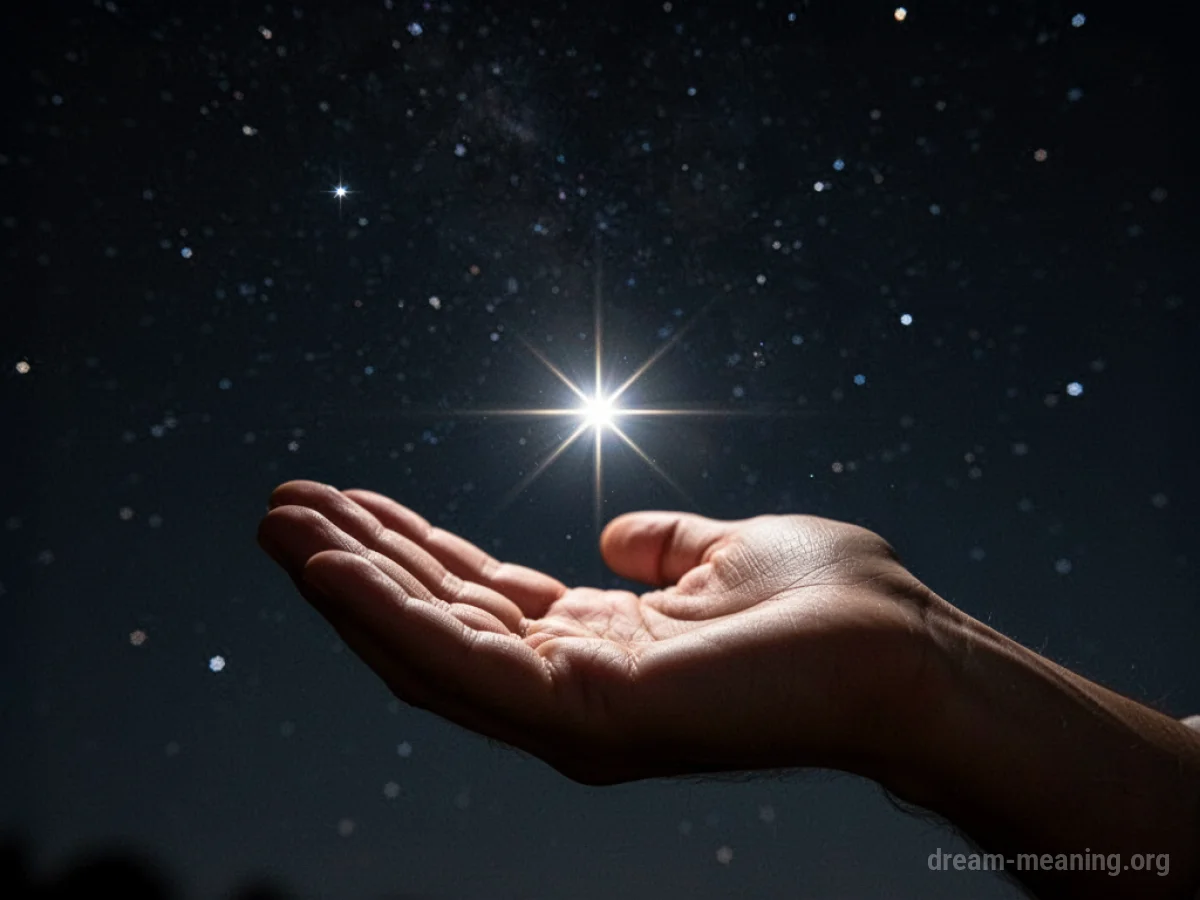 A glowing star resting in the palm of a hand.