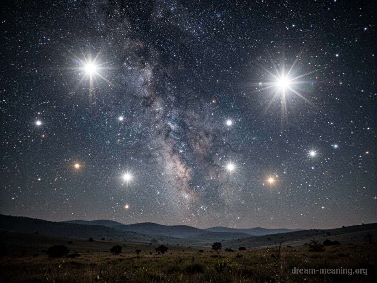 Several large, bright stars appear to be very close in a dark night sky.
