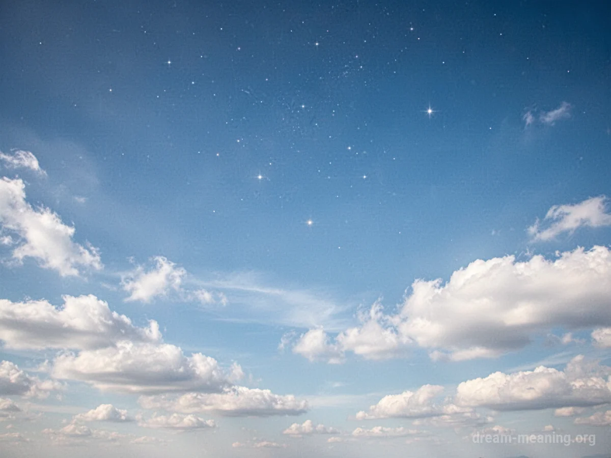 Faint stars visible in a bright blue daytime sky.
