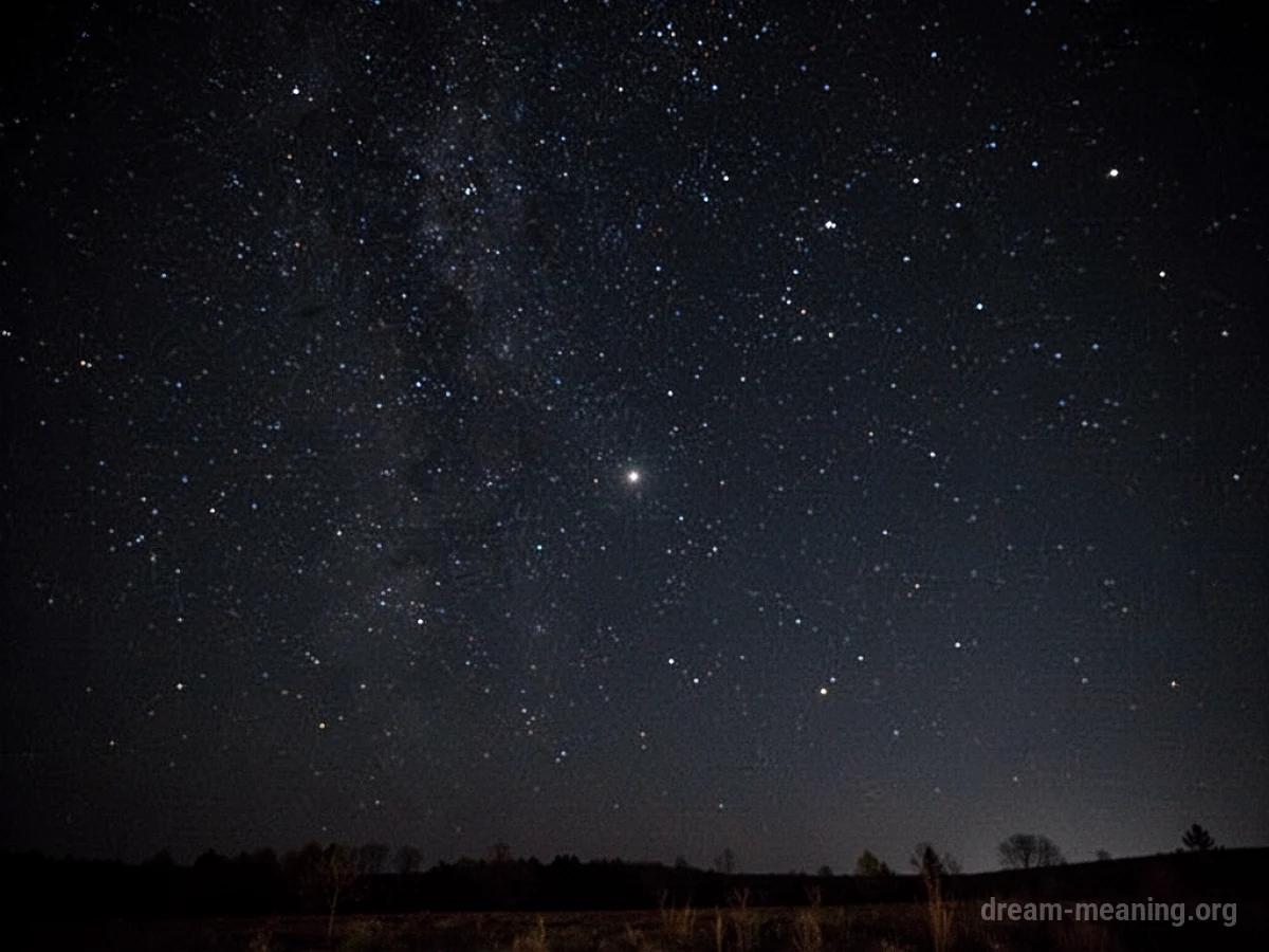 A dark night sky with many stars vanishing.