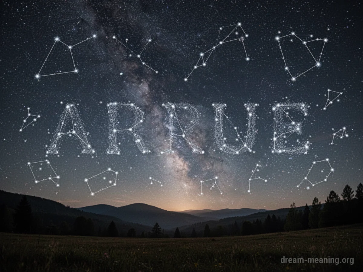 Night sky with star patterns resembling letters.