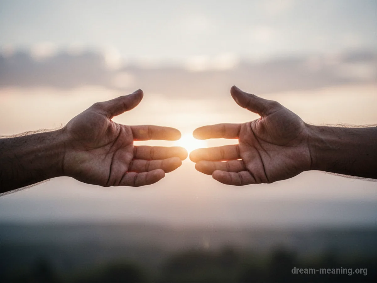 Two hands reaching towards each other.