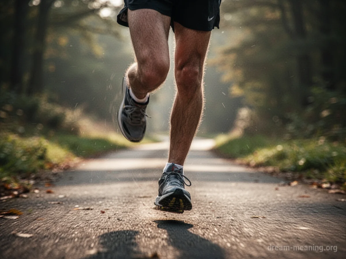 Close-up of running legs on a path.