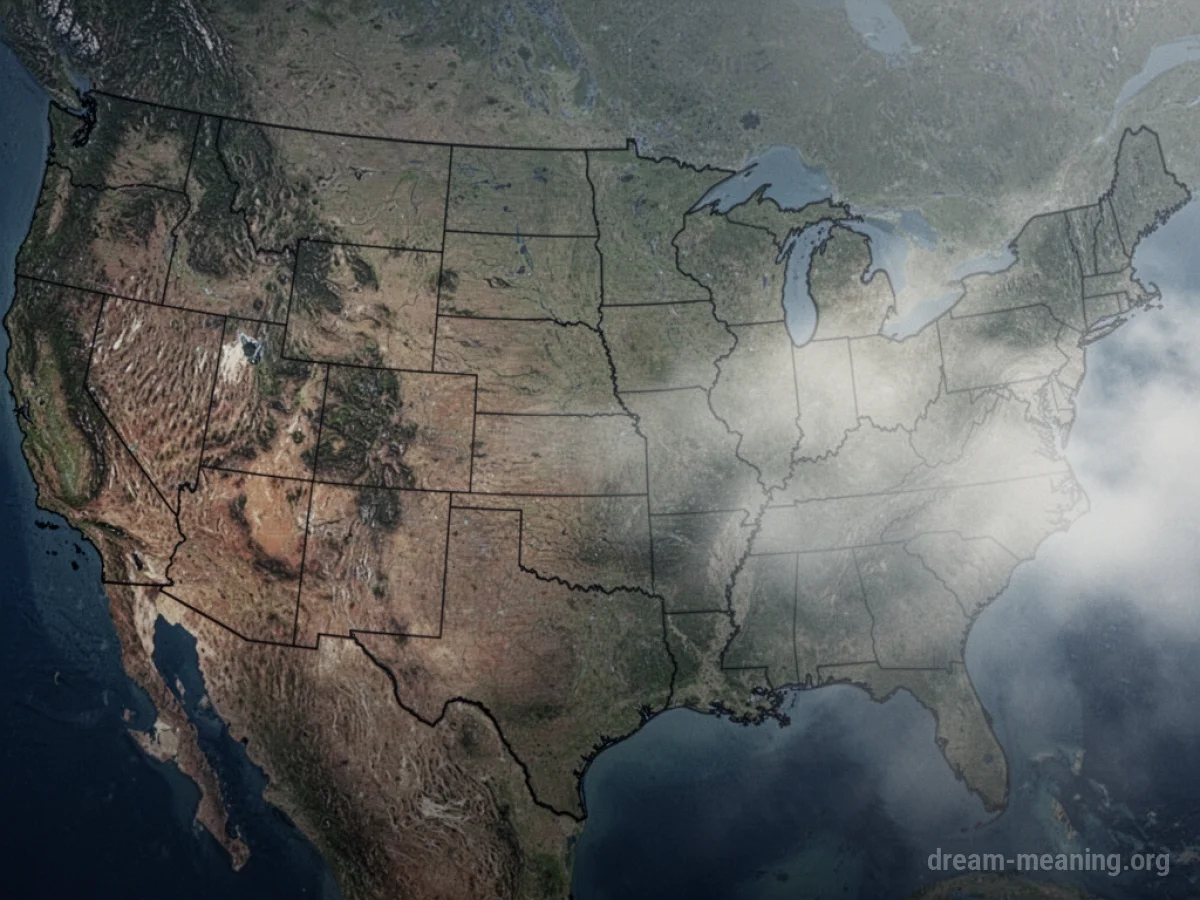 A map with clear lines dividing regions, with a hazy area obscuring one border.