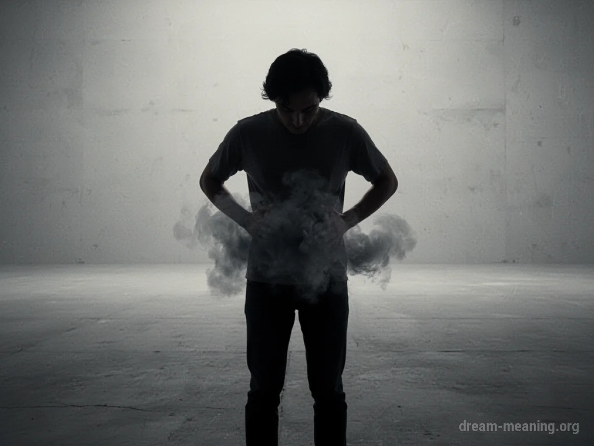 Silhouette of a person with a dark cloud forming over their stomach.