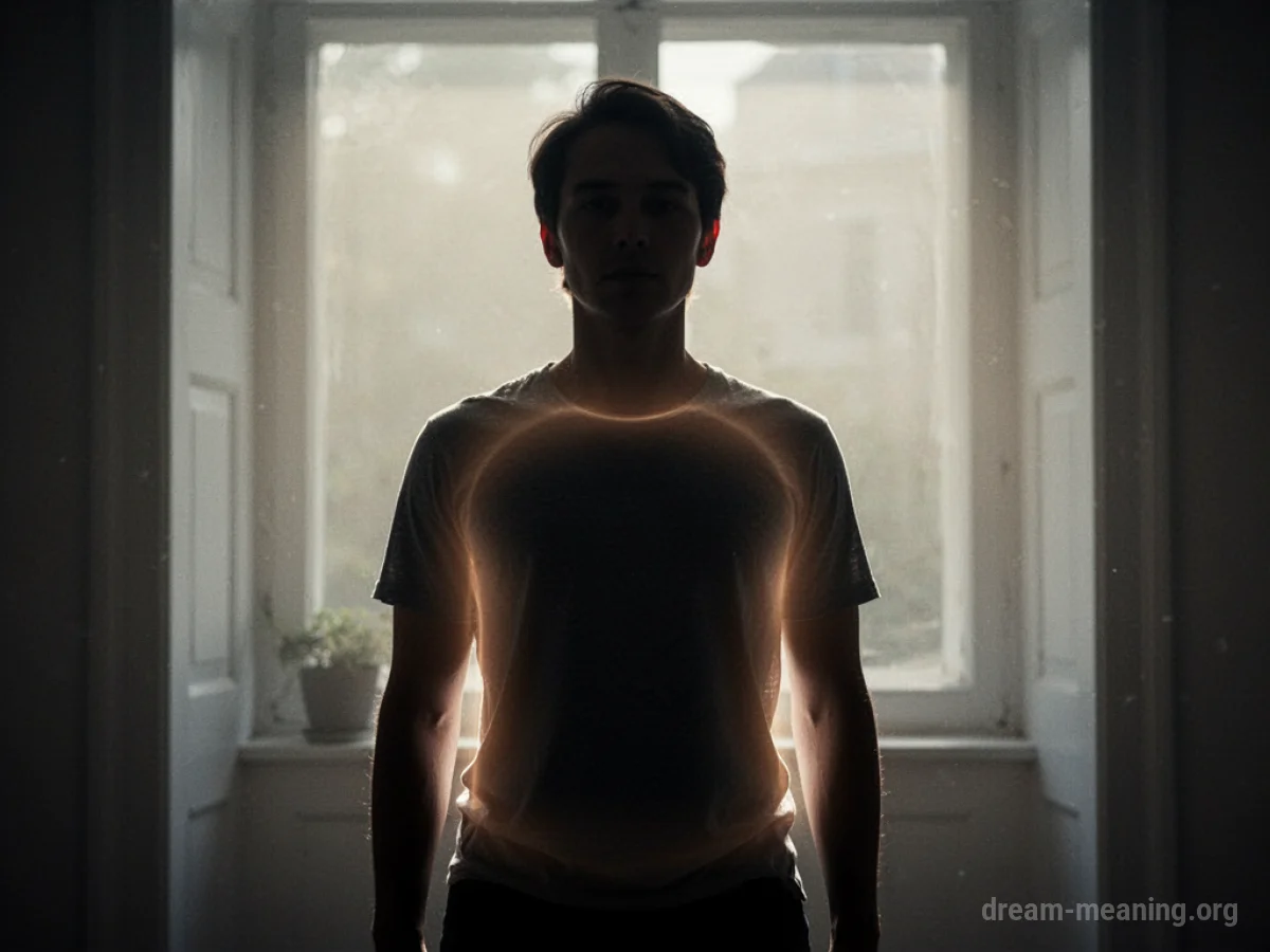 Silhouette of a person with a faint outline of their torso.
