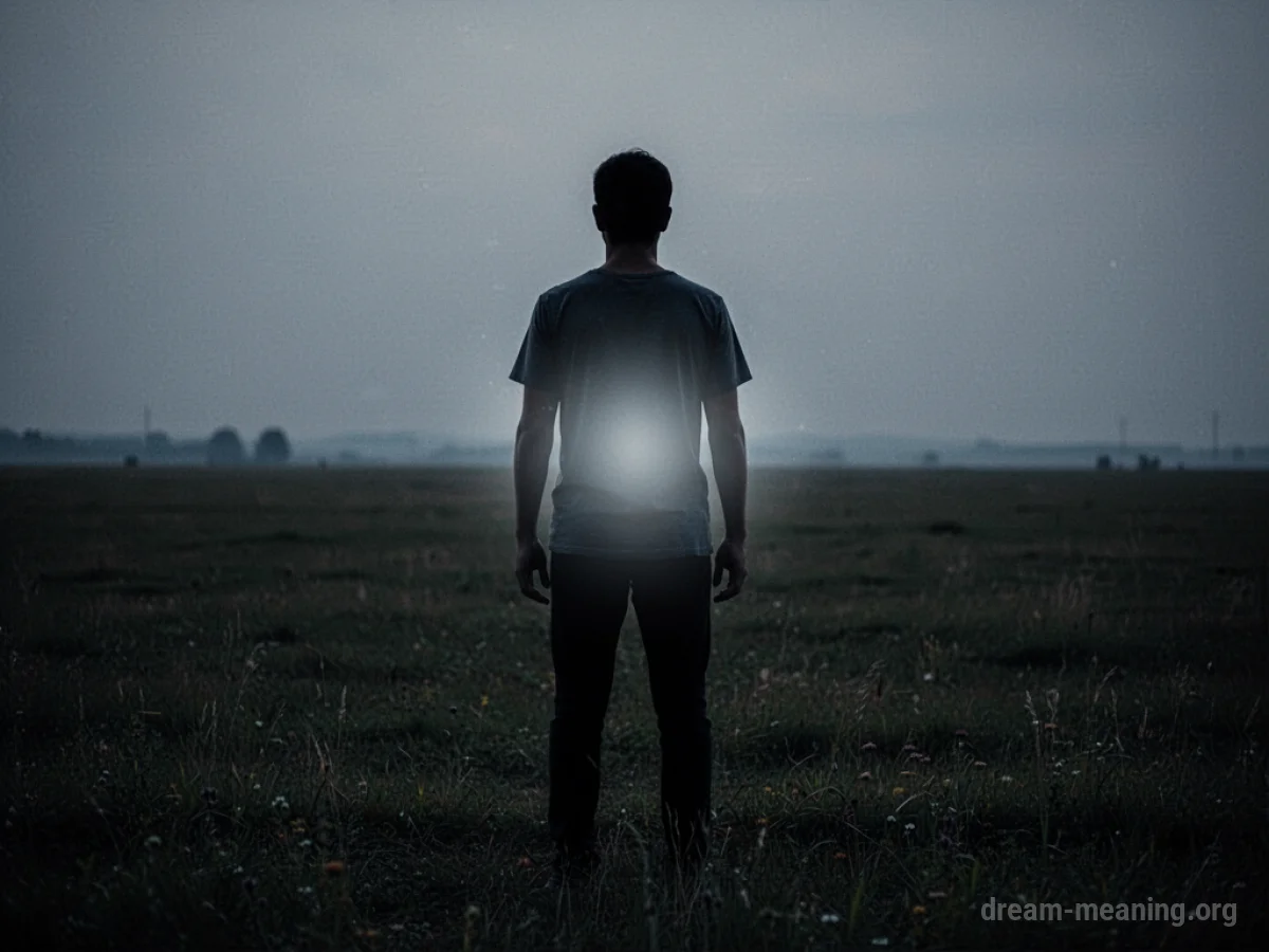 Silhouette of a person with a faint glow at their midsection