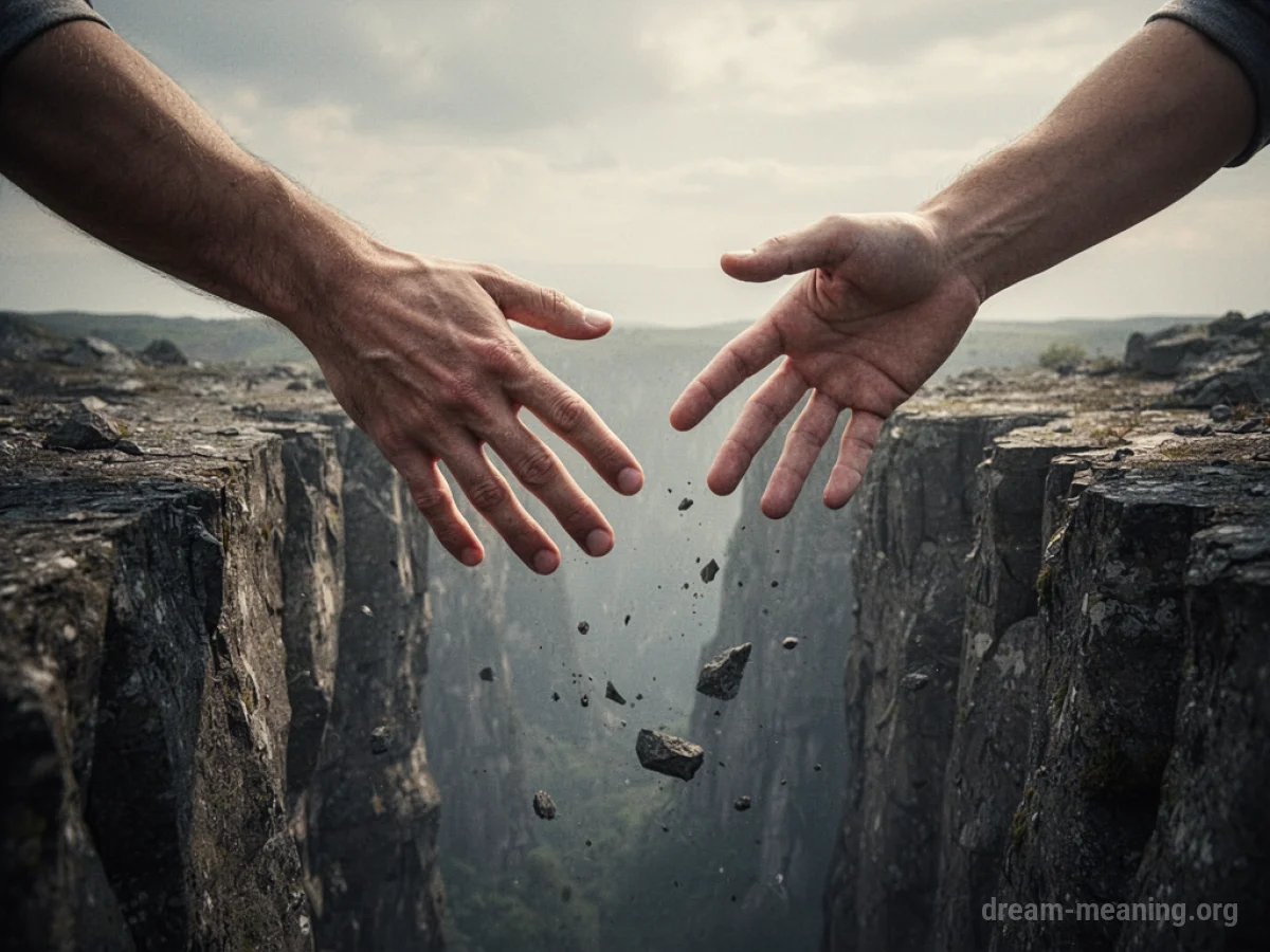 Two hands reaching across a gap.