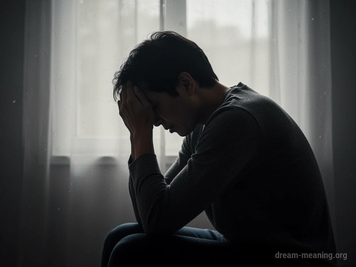 Silhouette of a person crying alone.