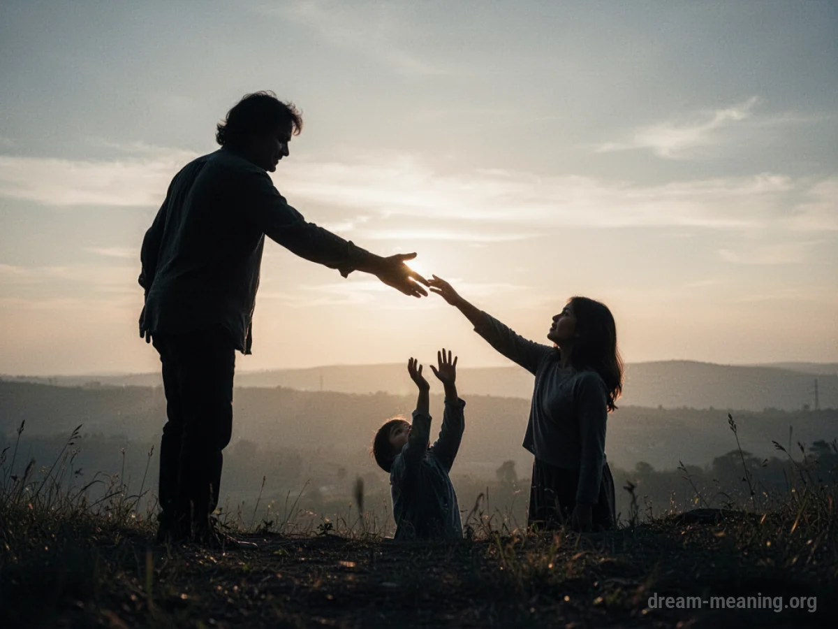 Two silhouetted figures, one offering a hand to the other.