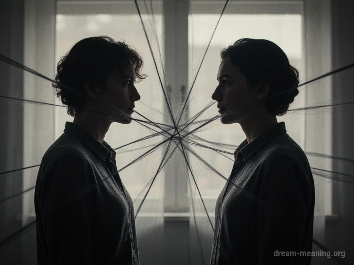 Silhouettes of two people facing each other with visual representations of tension between them.
