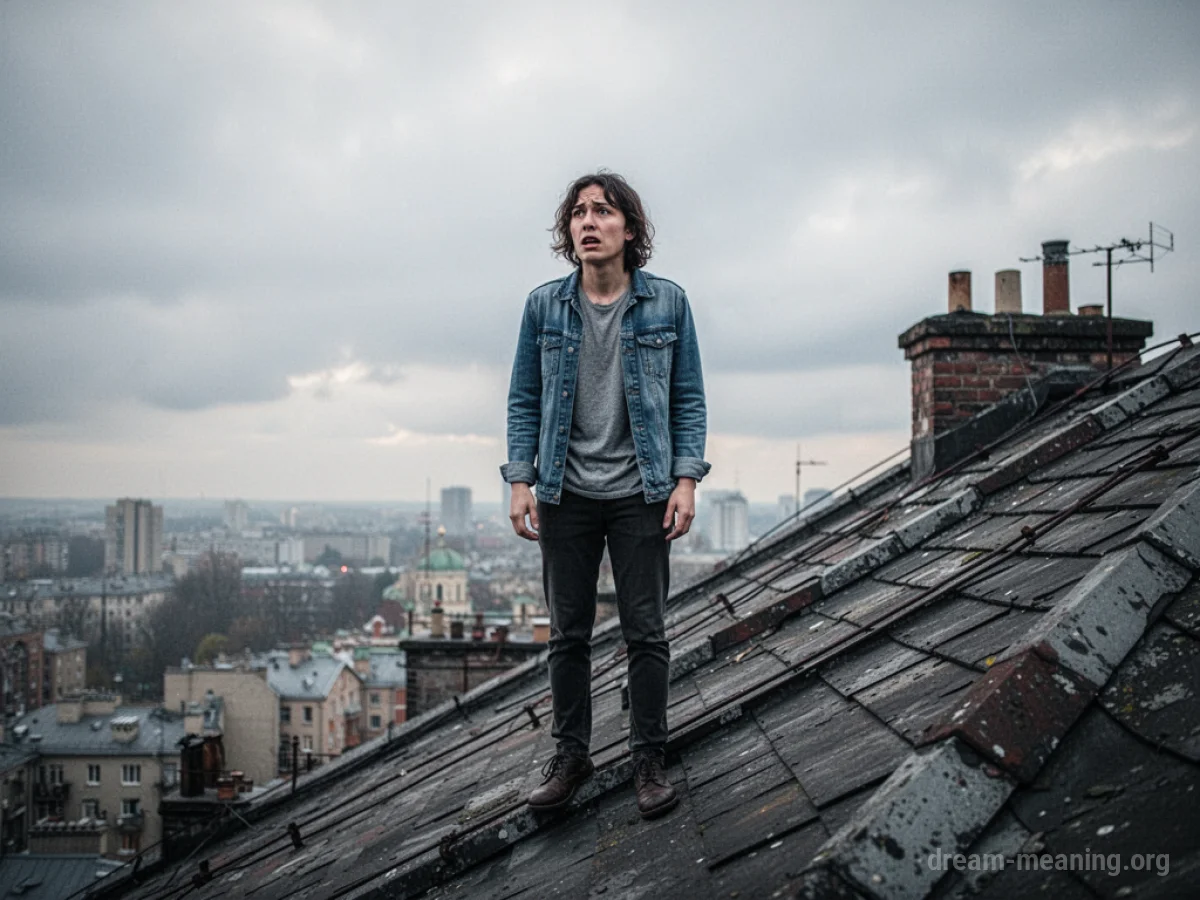 A person on top of a tall building's roof.