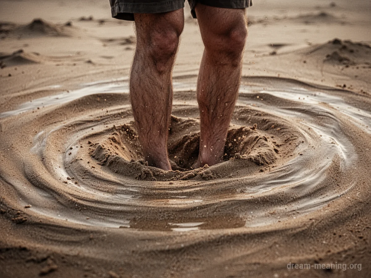 Legs sinking into quicksand.