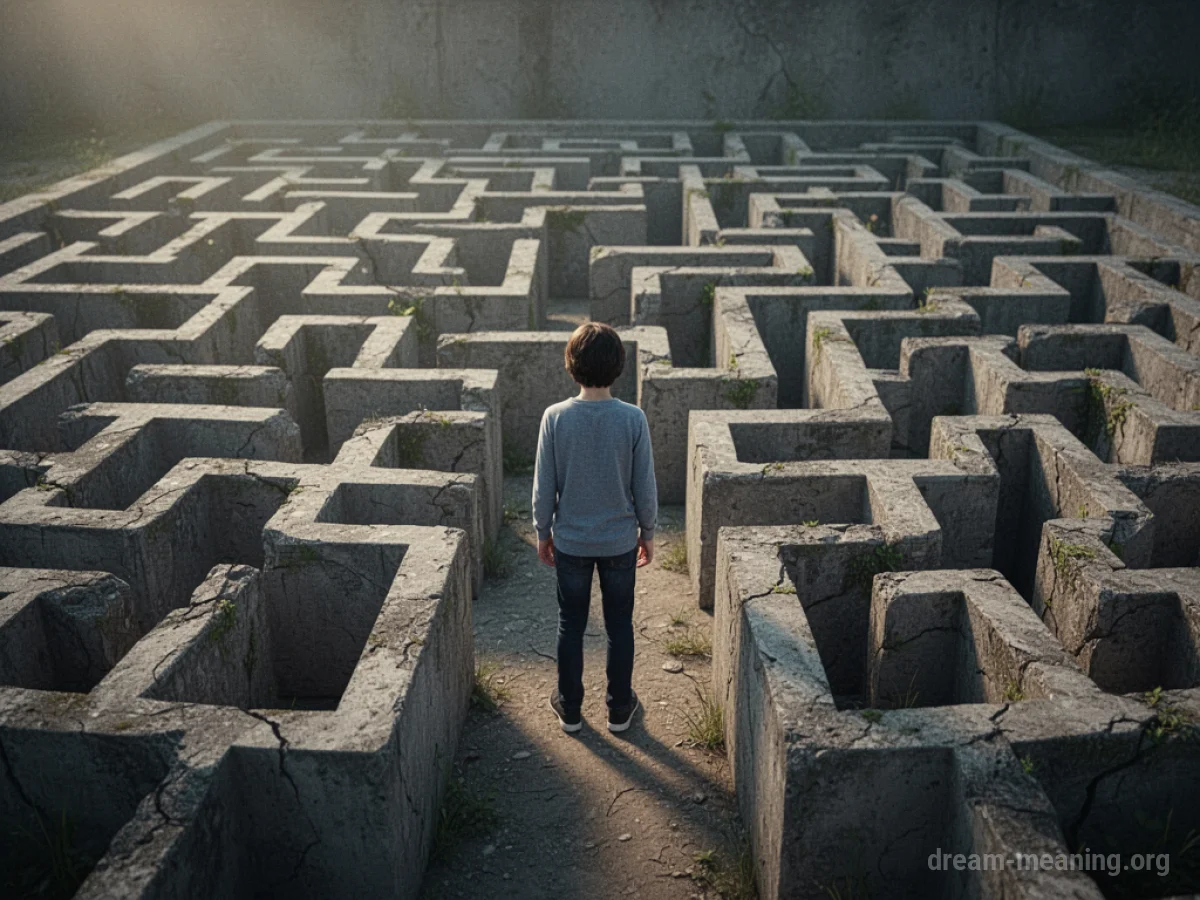 A person facing a large, intricate maze.