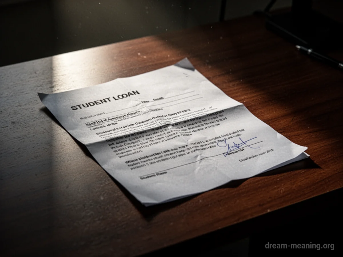 A student loan document on a desk.