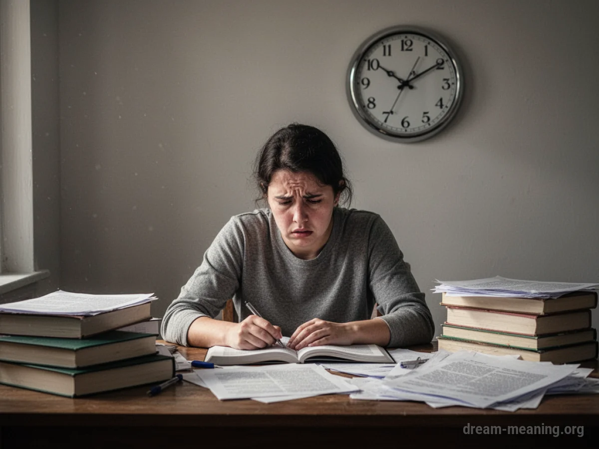 A person studying science exam materials at a desk.