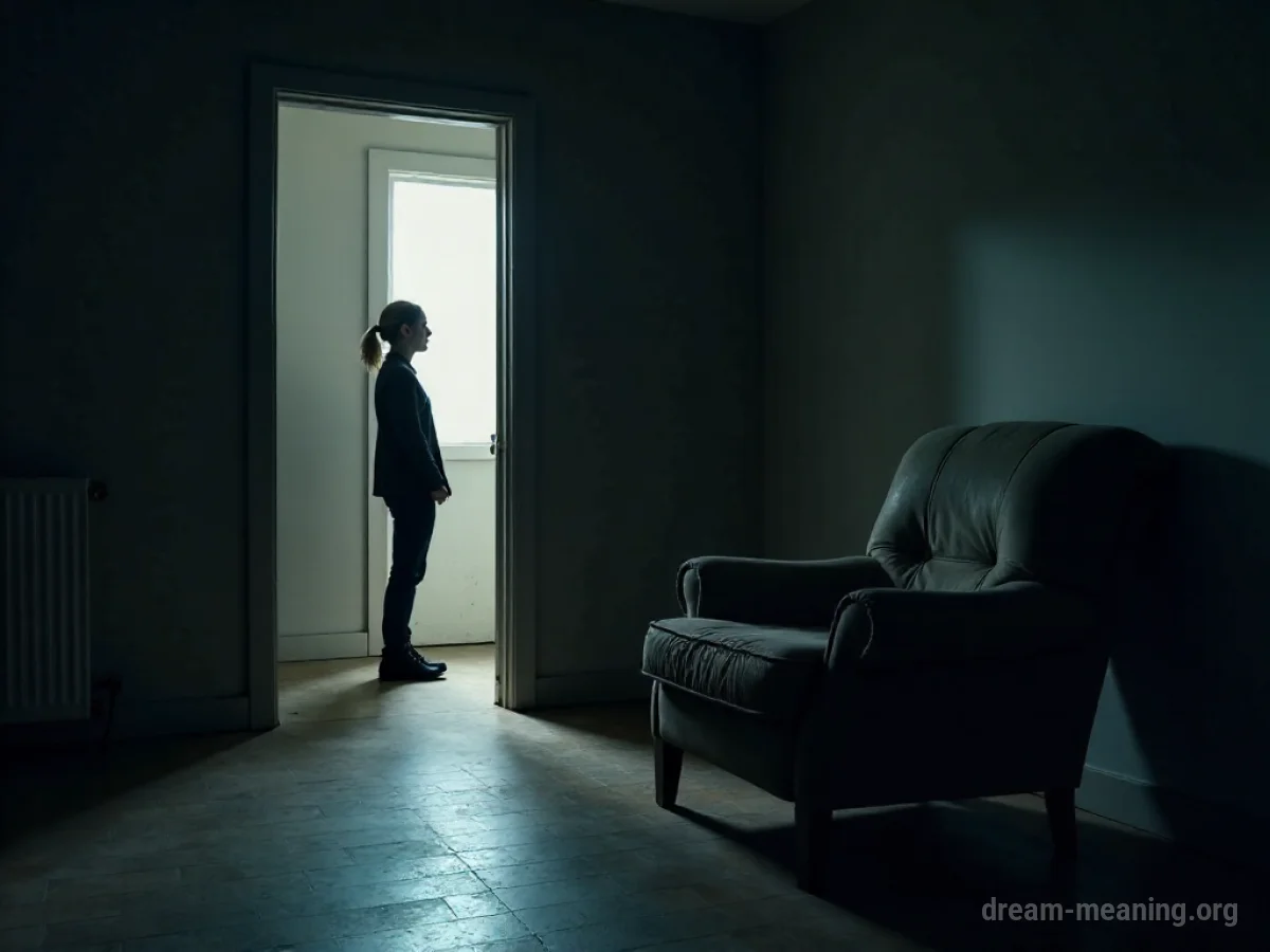 A lone figure stands in an expansive, quiet void.