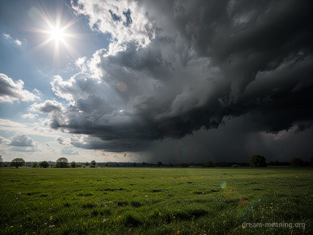 A sunny sky quickly becoming overcast with dark storm clouds.