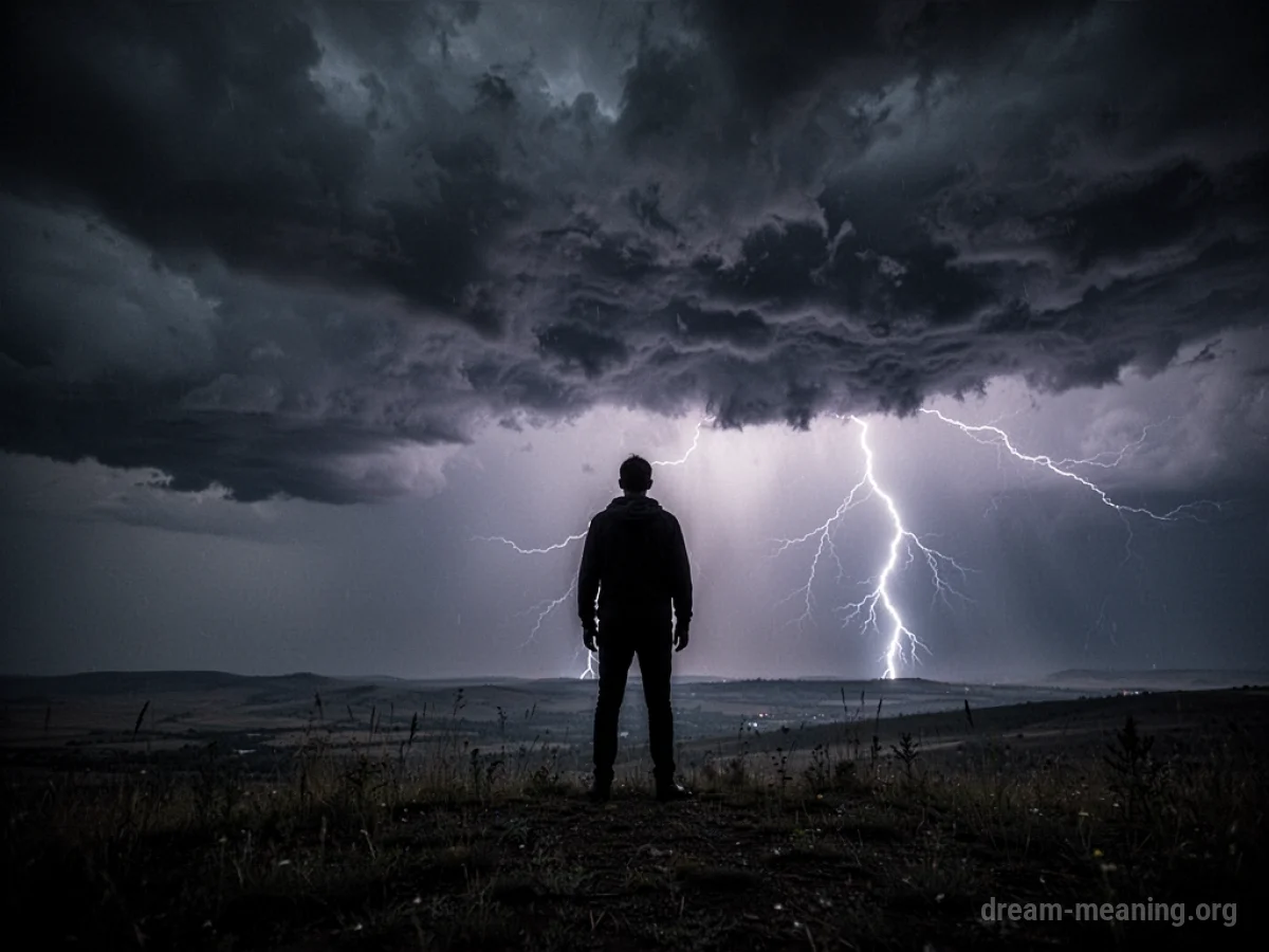 A silhouette of a person standing alone under a dark, stormy sky.