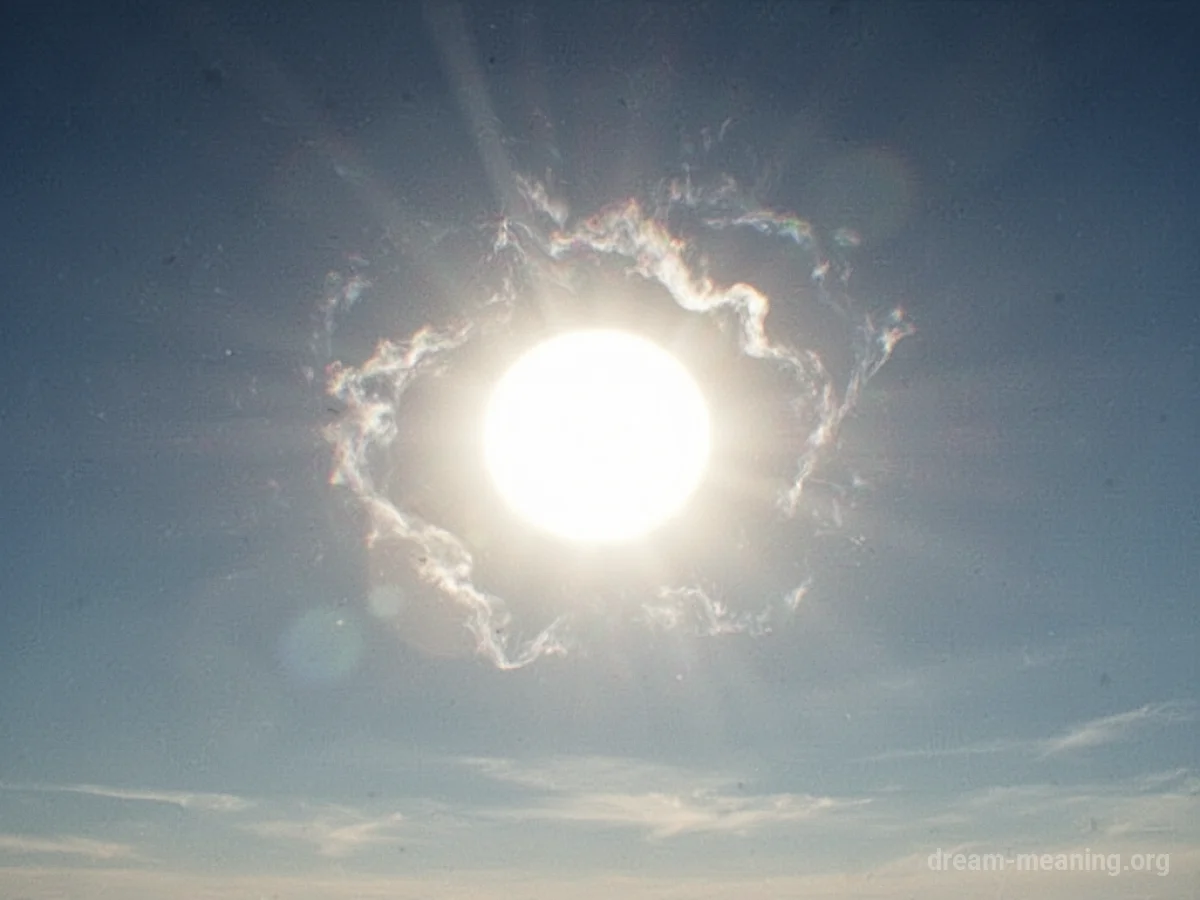 A sun in the sky with distorted edges.