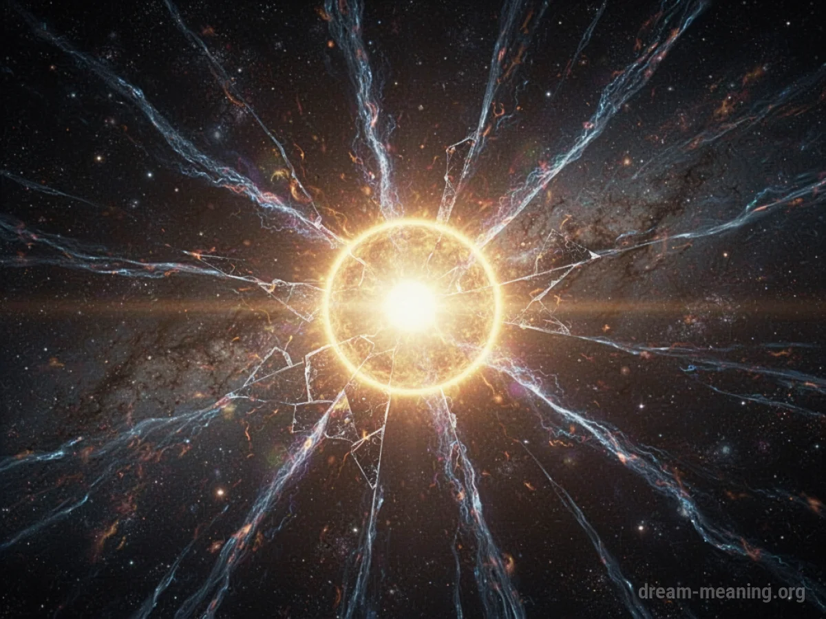 A brilliant sun in deep space fracturing and sending out bright rays of light.