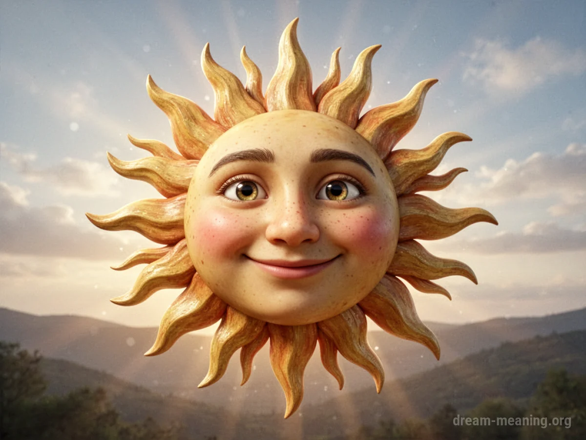 A sun with a human-like face.