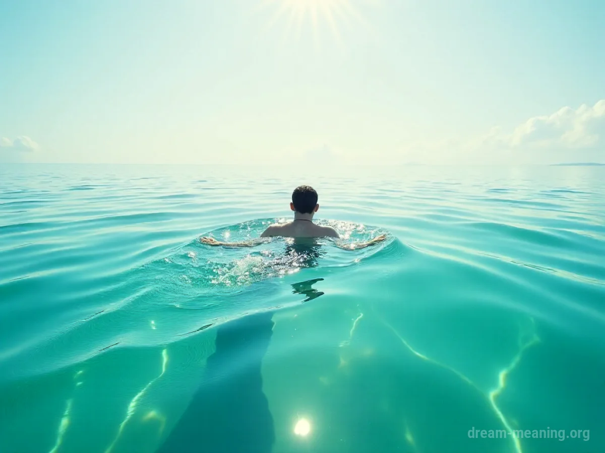 A person swimming alone in a body of water.