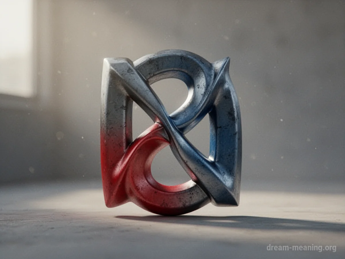 An abstract symbol undergoing a visible transformation.
