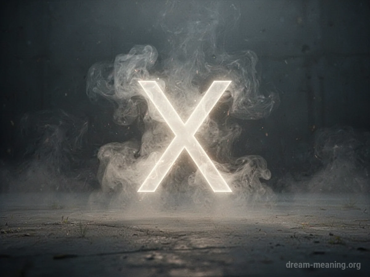 A faint outline of a symbol dissolving into a hazy background.