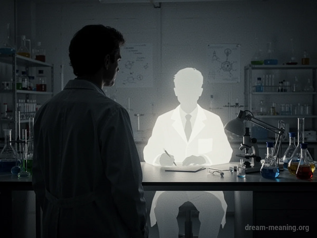 Silhouette of a person speaking to a scientist silhouette.