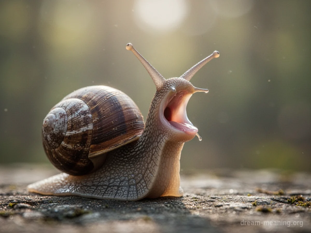 A snail with its mouth open as if speaking.