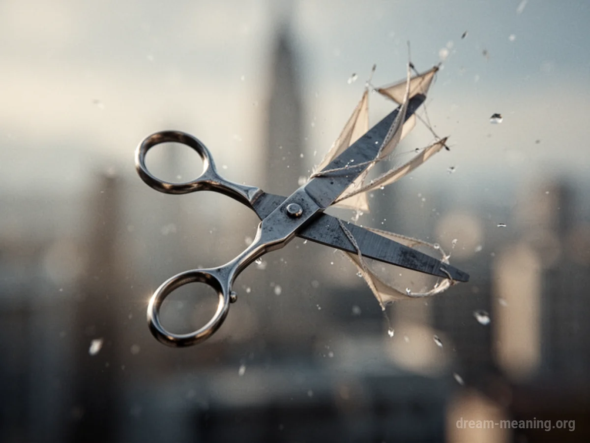 A pair of scissors mid-air.