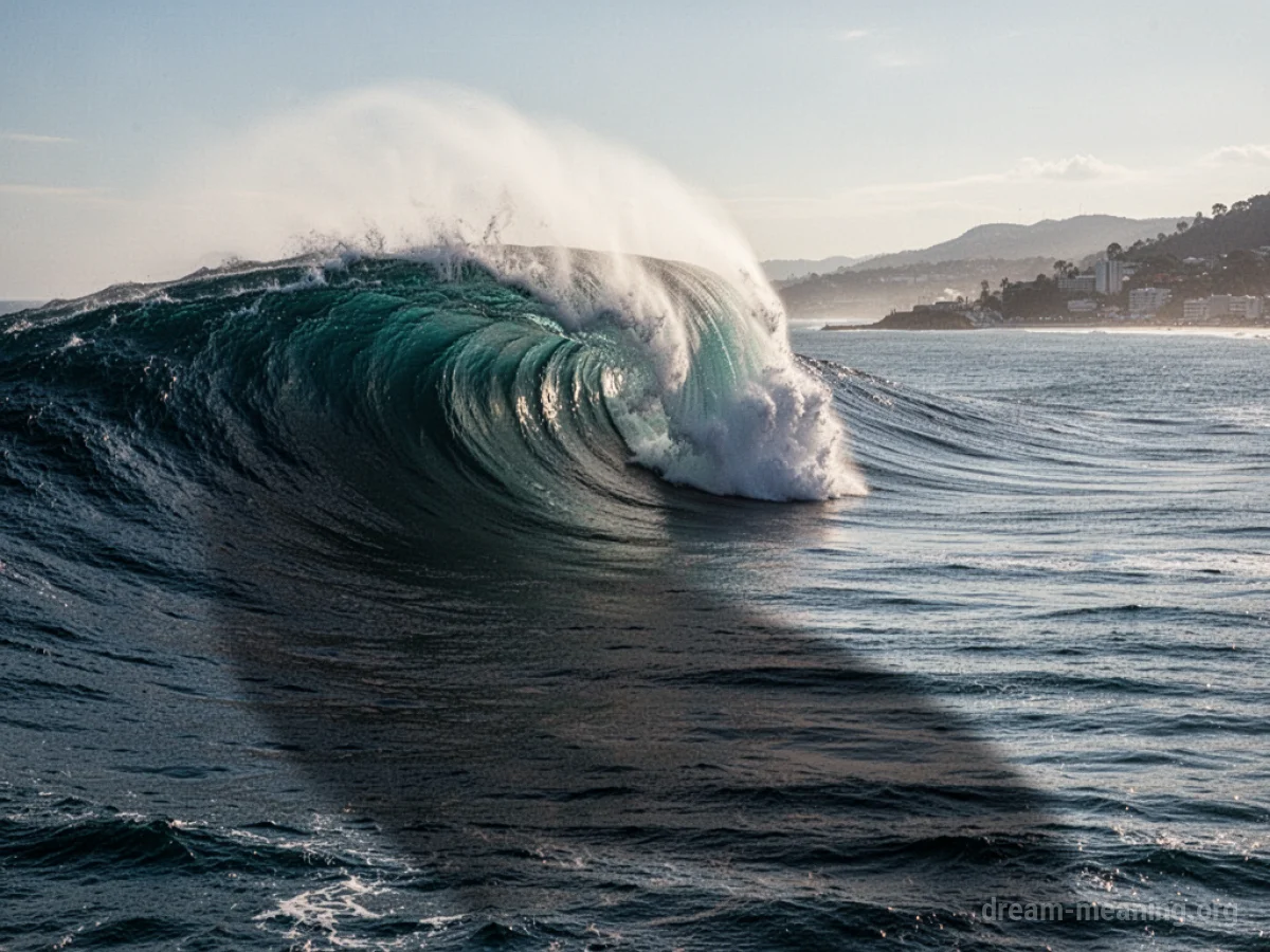 A colossal wave gathering force in the ocean.
