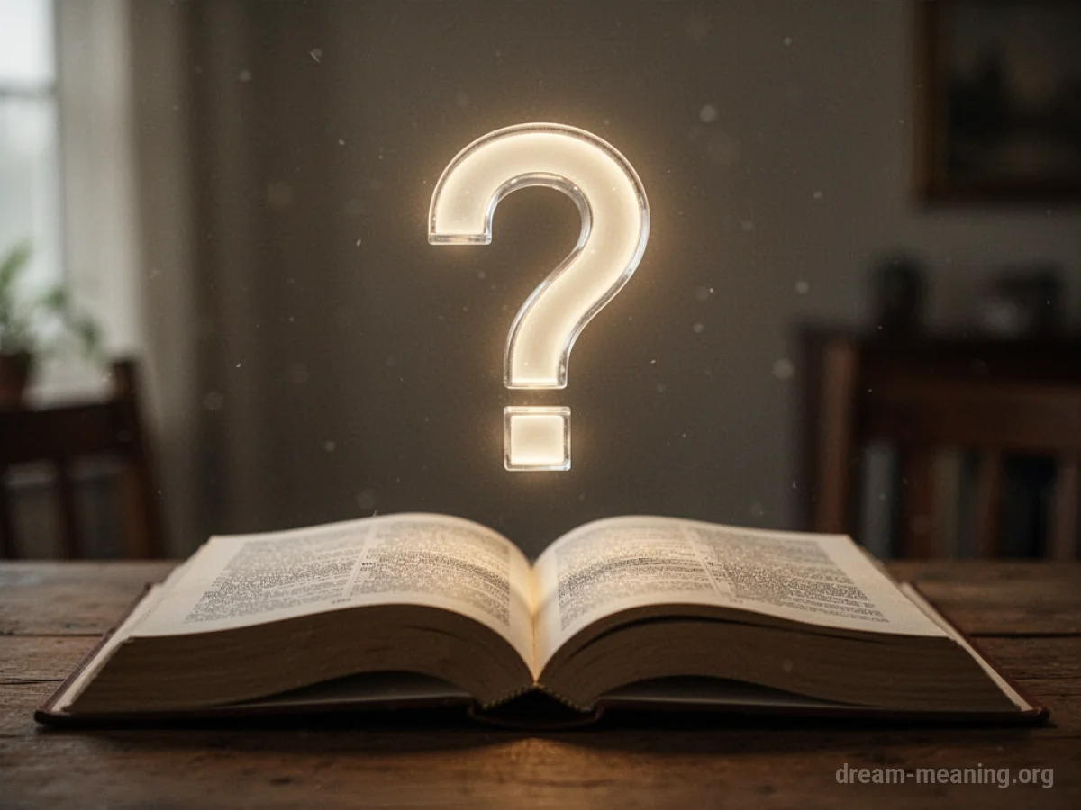 An illuminated question mark above an open book.
