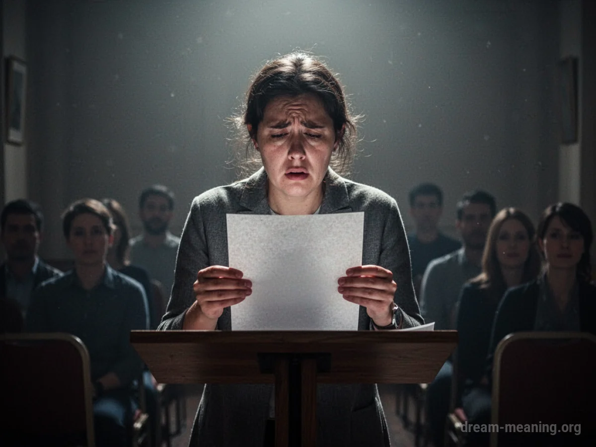 A person facing an audience with a blank paper.