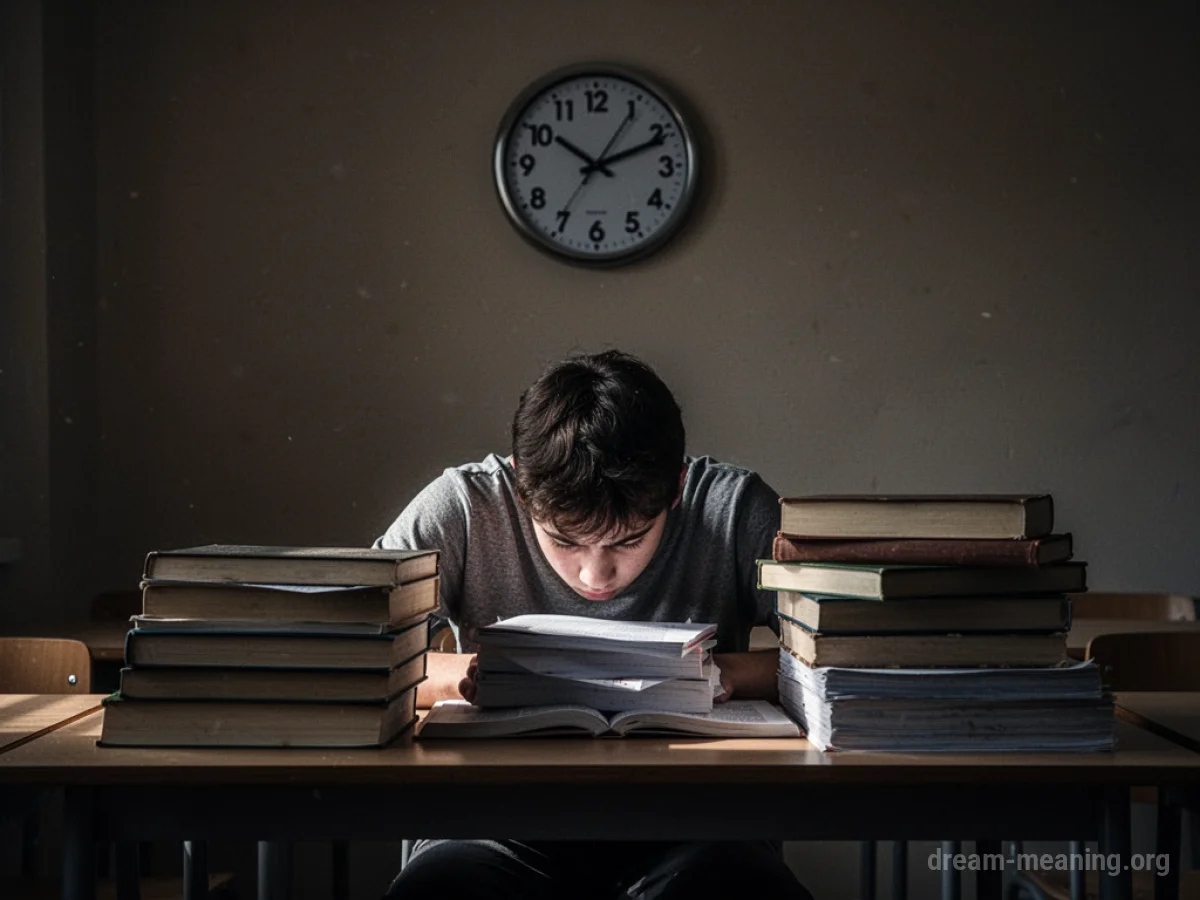 A student looks stressed while studying late at night.