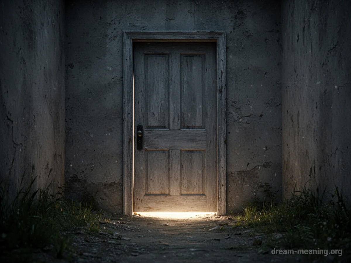 A dark doorway with light showing beneath it.