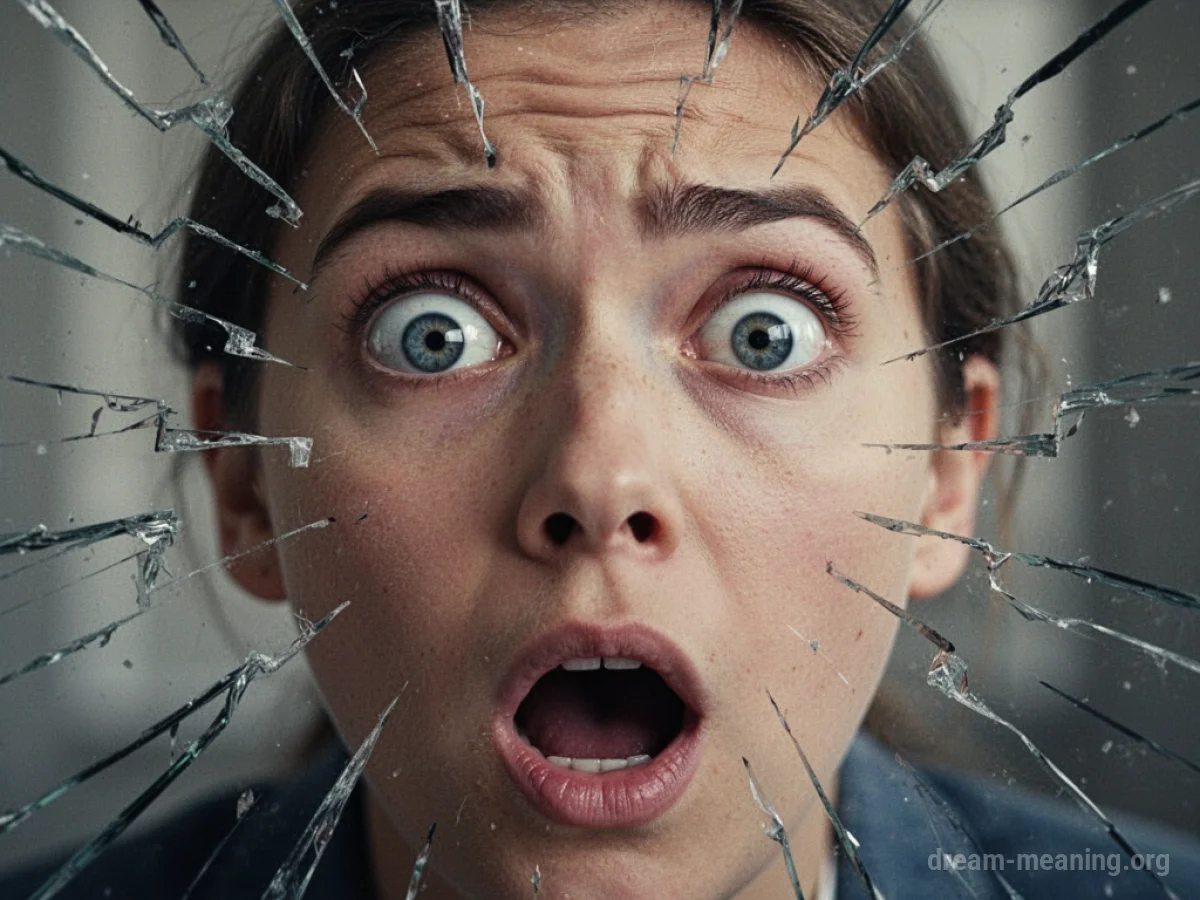 A person's eyes wide with shock, with abstract lines radiating outwards.