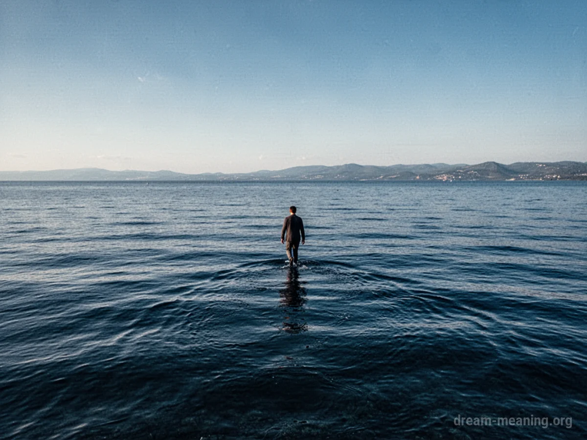 A person walking on the surface of the ocean.