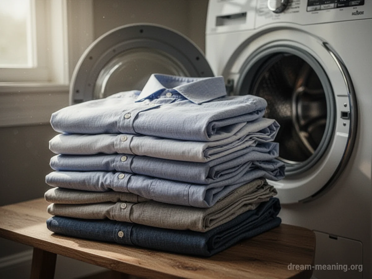 A stack of clean, folded shirts.
