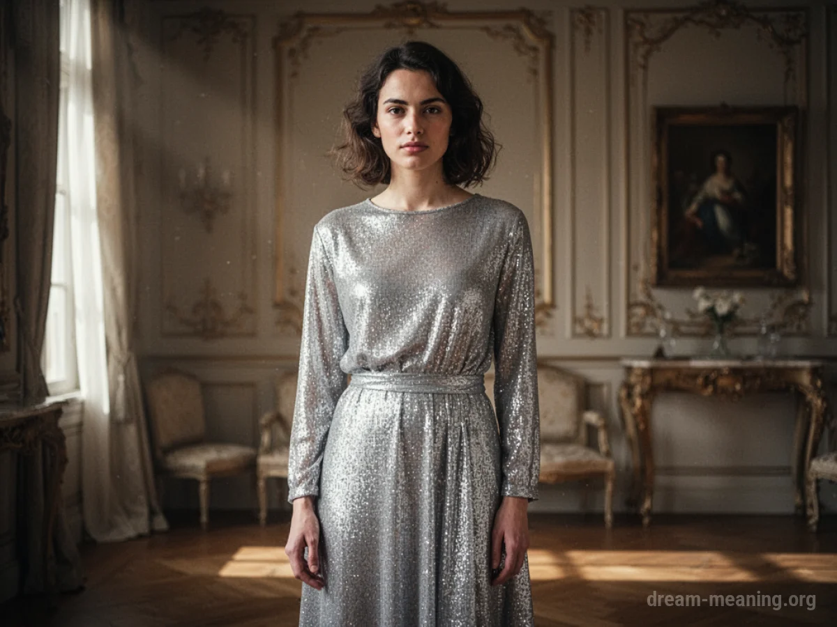 A person in a silver outfit.