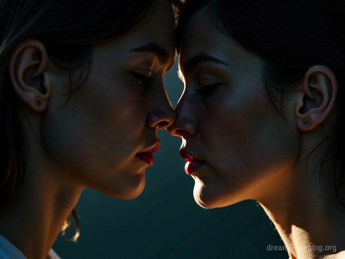 Two indistinct figures leaning close together with one whispering.