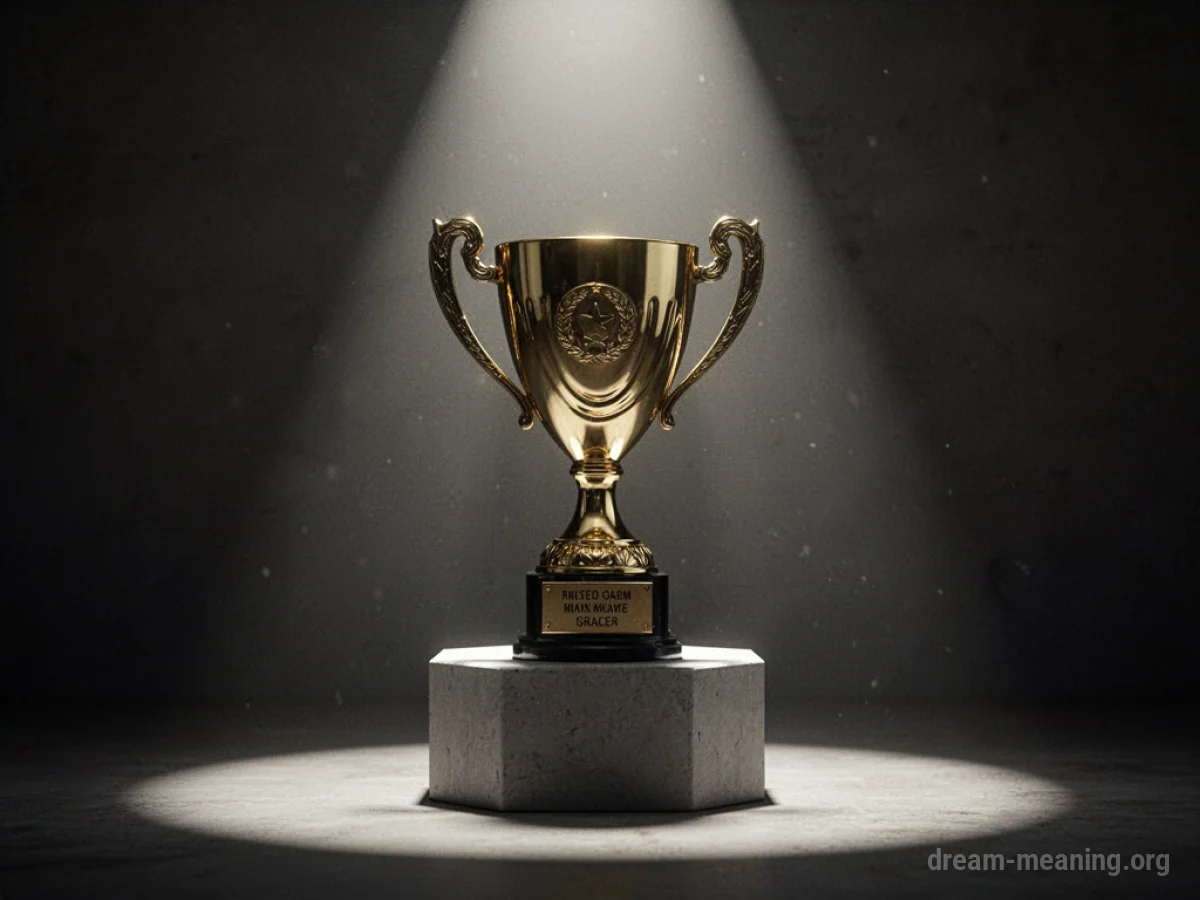 A gold trophy on a stand.