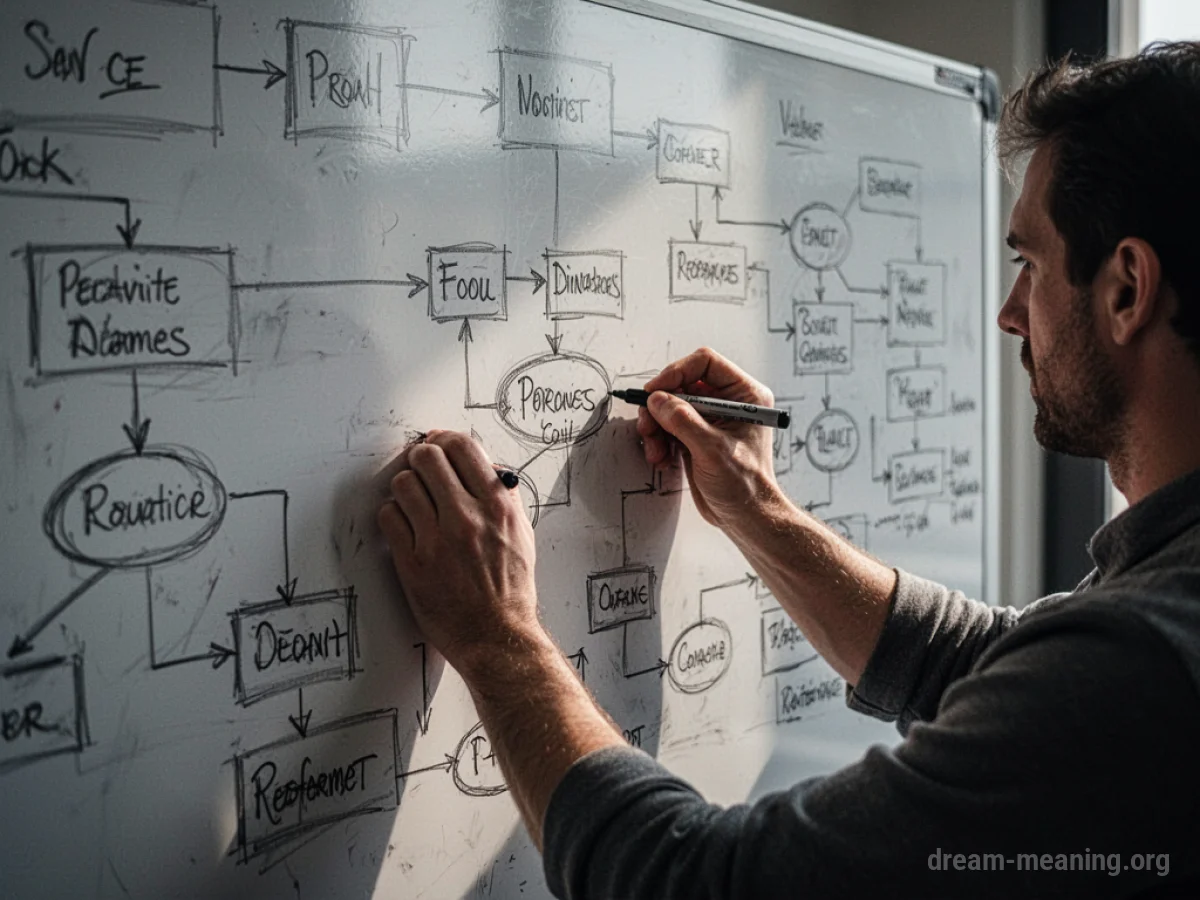 Hands sketching diagrams on a whiteboard.