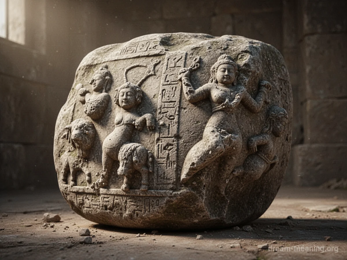 An ancient stone artifact with parts visibly changing shape.
