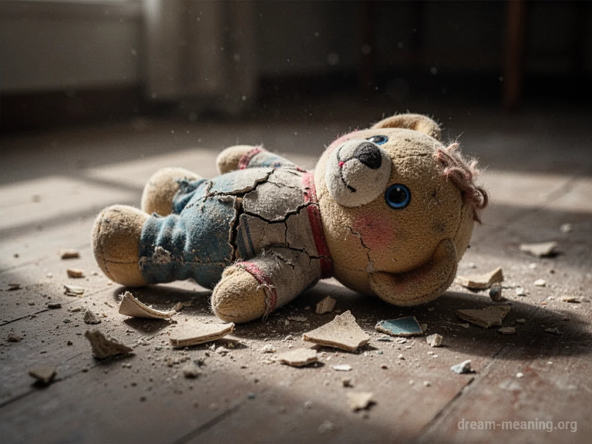 A toy with visible damage lying on a floor.