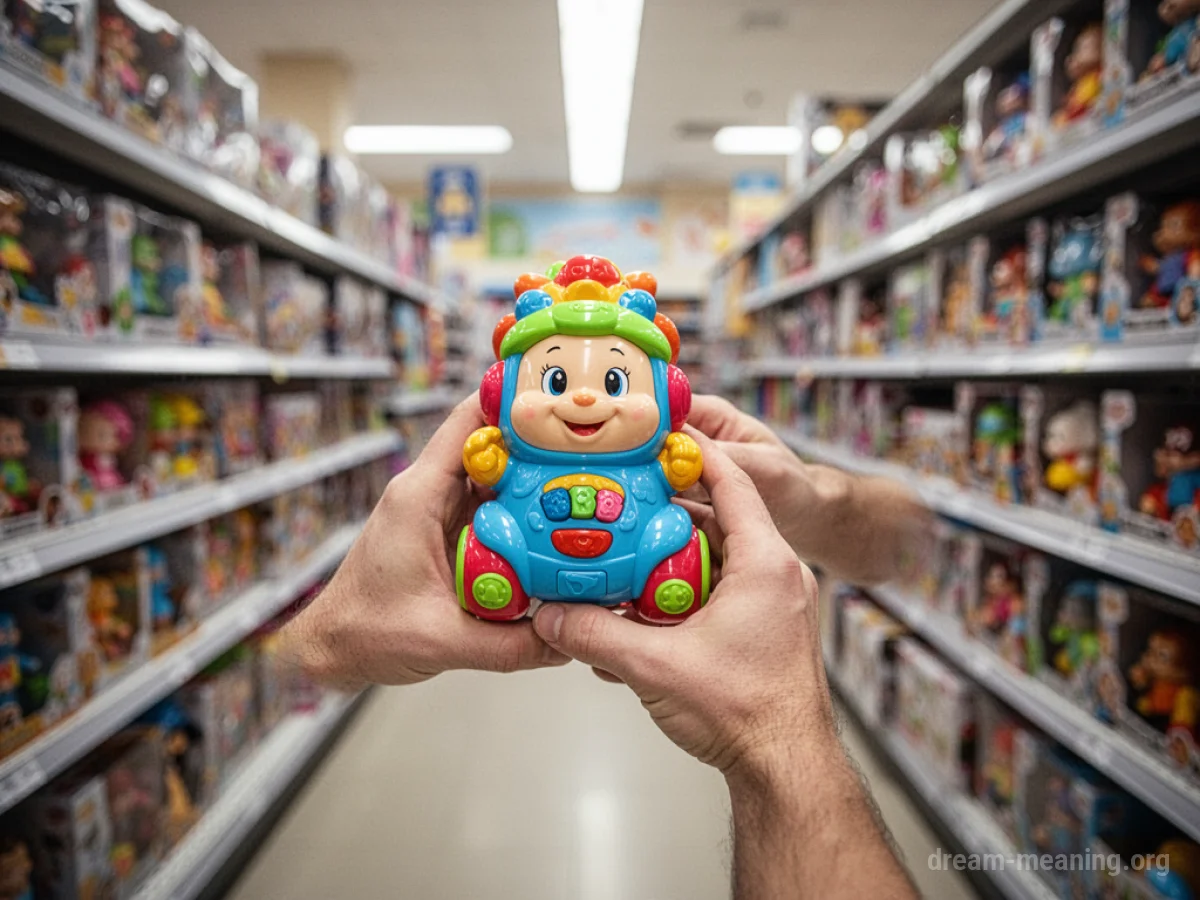 Hands holding a new toy in a store.